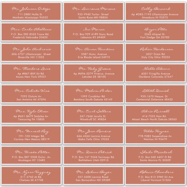 Adesivo Rótulo de Convidado do Terracotta Calliografia Ele (Frente)