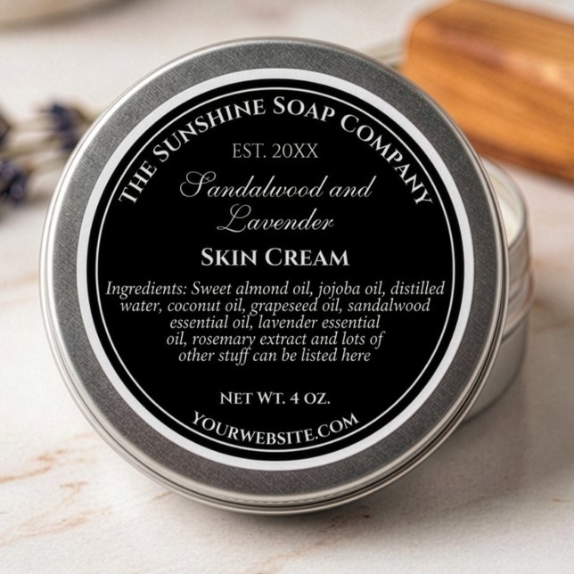 Adesivo Rótulo de Cosméticos Preto Impermeável com Texto B (Criador carregado)
