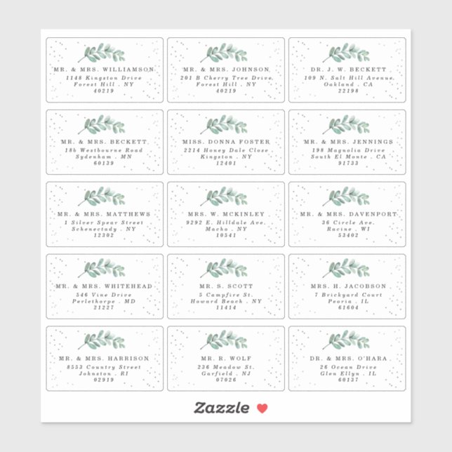 Adesivo Rótulo de Endereço Convidado do Eucalyptus Silver  (Folha)