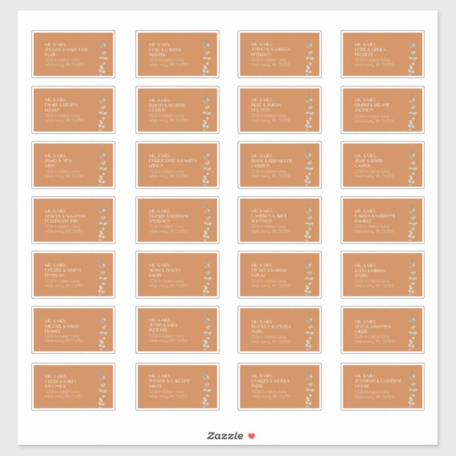 Adesivo Rótulo de Endereço Convidado do Terracotta Eucalyp (Folha)