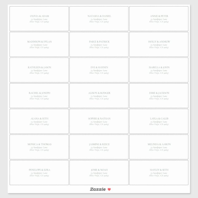 Adesivo Rótulo de Endereço de Convidado Transparente Verde (Folha)