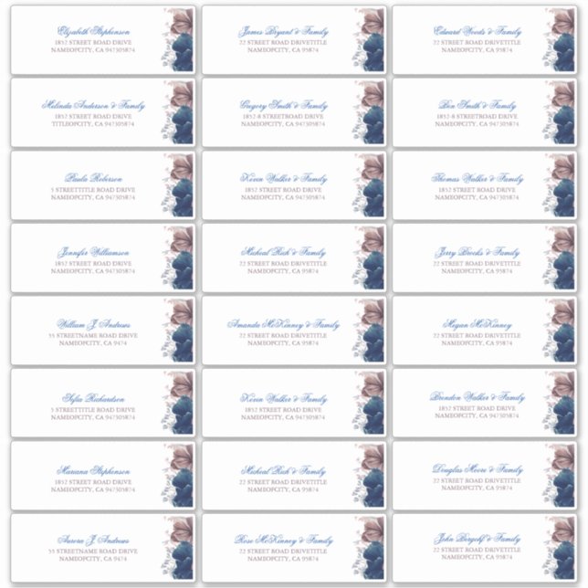 Adesivo Rótulo de Endereço de Nomes de Convidado das Flore (Frente)