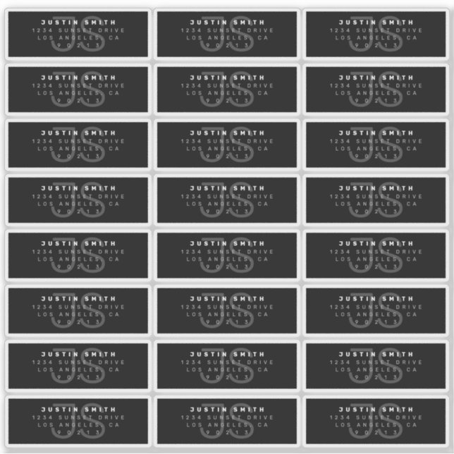 Adesivo Rótulo de Endereço do Monograma Moderno Transparen (Frente)