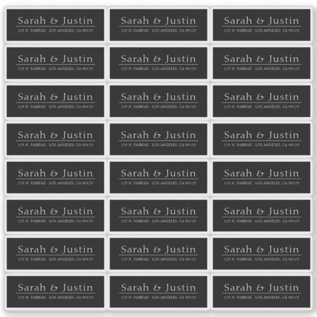 Adesivo Rótulo de Endereço Moderno de Casamento Transparen (Frente)
