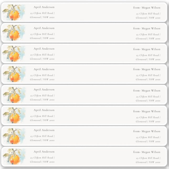 Adesivo Rótulo de Envio de Convidado Laranja Boho (Frente)