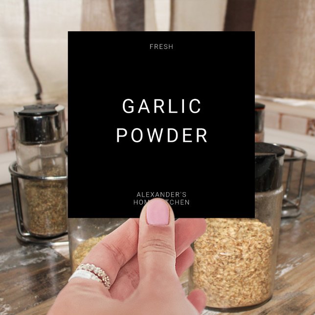 Adesivo Rótulo de Especiaria Preto e Branco 4x4 (Create your own spice jar labels.)