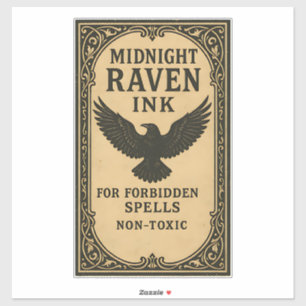 Adesivo Rótulo de Farmácia de Halloween - Tinta do Corvo d