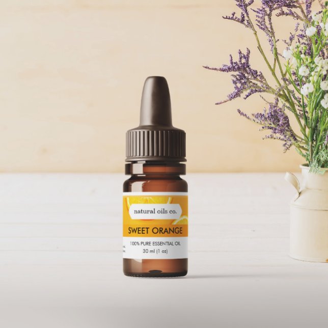 Adesivo Rótulo de Fragrância de Óleos Essenciais Laranja (Criador carregado)