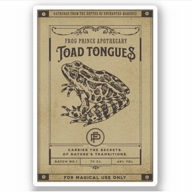 Adesivo Rótulo de Frasco de Apothecary Poção de Bruxas do  (Frente)