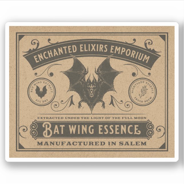Adesivo Rótulo de Frasco de Apothecary Poção de Bruxas do  (Frente)