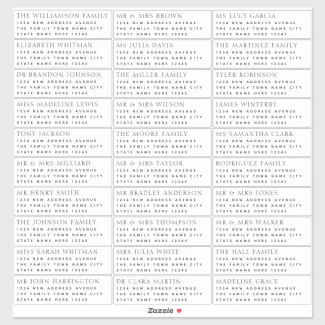 Adesivo Rótulo de Nome e Endereço do Convidado Moderno (Folha)