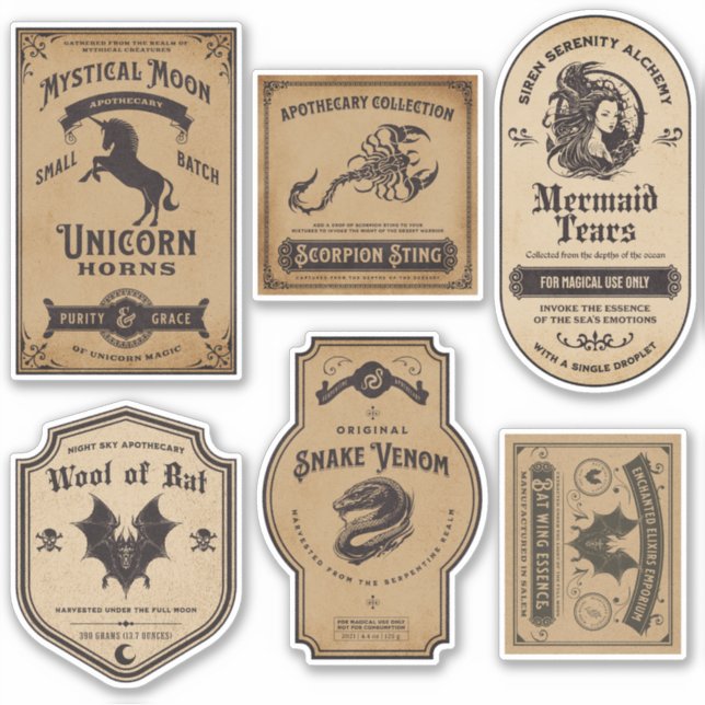 Adesivo Rótulo de Poção de Bruxas do Dia das Bruxas de Vin (Frente)