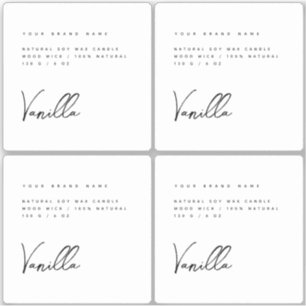 Adesivo Rótulo de produto de vela branca escura