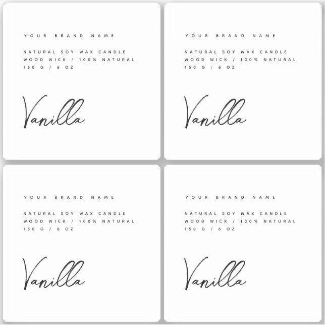Adesivo Rótulo de produto de vela branca escura (Frente)