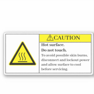Adesivo Rótulo de superfície quente de precaução
