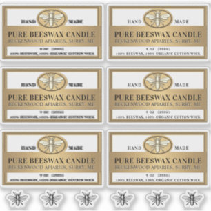 Adesivo Rótulo de Vela de Cera de Beescera Dourada metálic