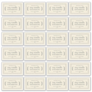 Adesivo Rótulo de Vela de Soja Doméstica 24x Branco Antiqu