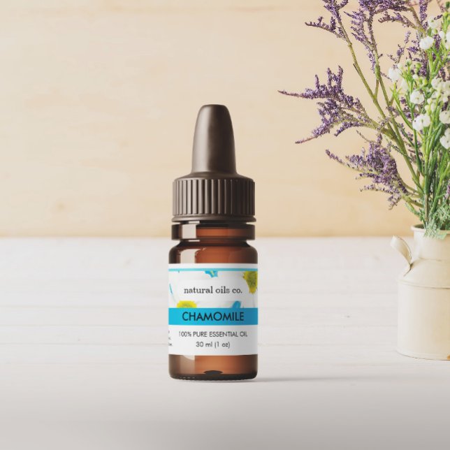 Adesivo Rótulo do Fragrante de Óleos Essenciais do Chamomi (Criador carregado)