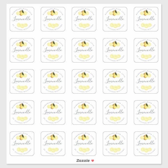 Adesivo Rótulo Personalizado de Limoncello Caseiro 2 POLEG (Folha)