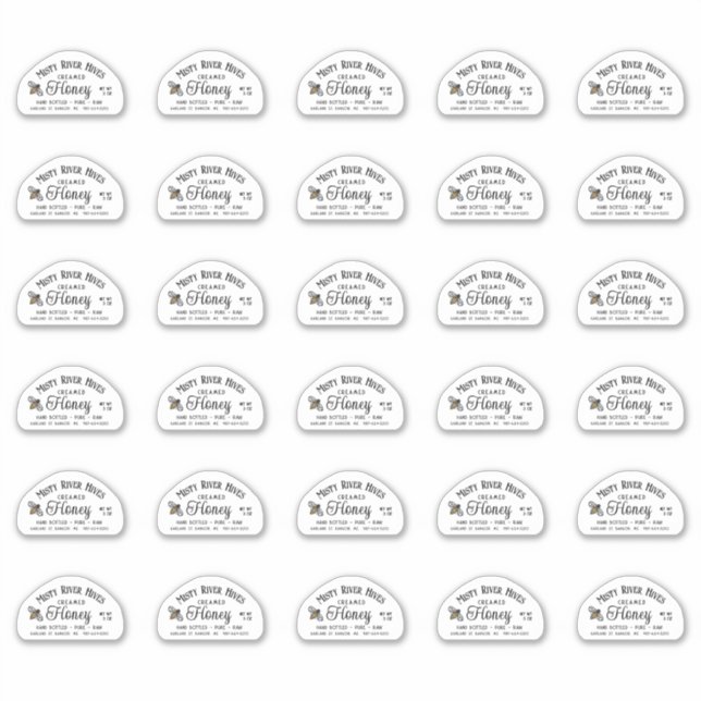 Adesivo Rótulo Skep Shaple Honey para 3 oz Jar com Abelha (Frente)