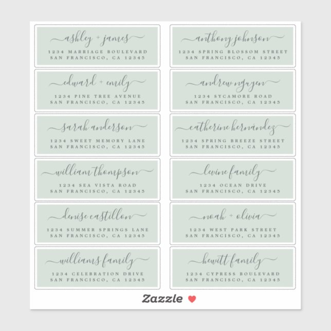 Adesivo Rótulos de Endereço Convidado do Casamento Verde d (Folha)