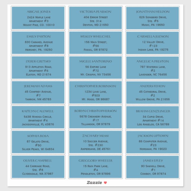 Adesivo Rótulos de Endereço Convidado para Casamento Azul  (Folha)