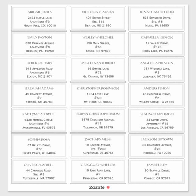 Adesivo Rótulos de Endereço Convidado para Casamento Rusti (Folha)