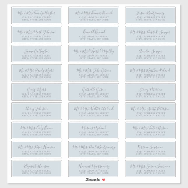 Adesivo Rótulos de Endereço de Convidado Azul Pálido do Sc (Folha)