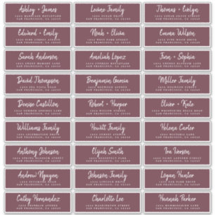 Adesivo Rótulos de Endereço de Convidado Burgundy para Scr