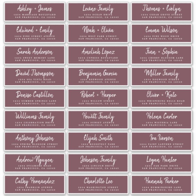 Adesivo Rótulos de Endereço de Convidado Burgundy para Scr (Frente)