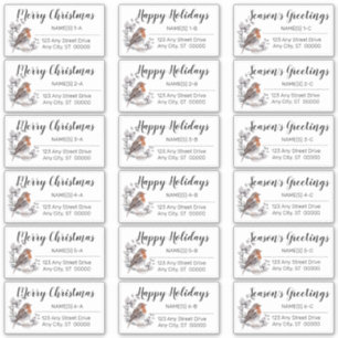 Adesivo Rótulos de Endereço de Natal do Woodland Bird