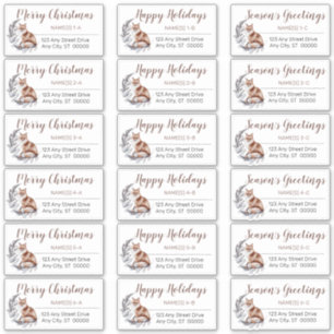 Adesivo Rótulos de Endereço de Natal Rustic Red Fox