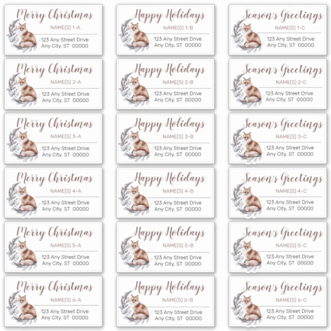 Adesivo Rótulos de Endereço de Natal Rustic Red Fox (Frente)