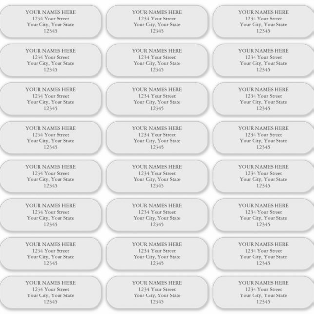 Adesivo Rótulos de endereço simples de cantos arredondados (Frente)