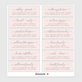 Adesivo Rótulos de Endereços Convidado de Casamento Rosa-C