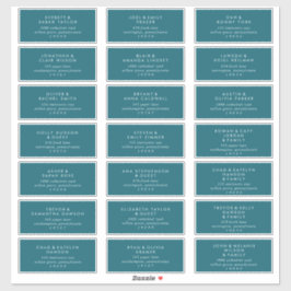Adesivo Rótulos de Endereços Convidado para Casamento Teal