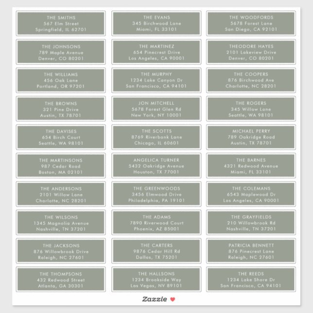 Adesivo Rótulos de Endereços Convidados do Casamento Verde (Folha)