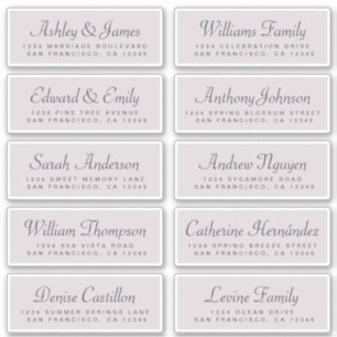 Adesivo Rótulos de Endereços de Convidado Roxo de Caligraf