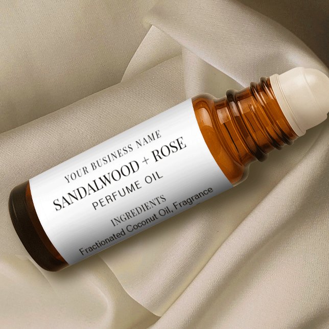 Adesivo Rótulos de Frasco do cilindro de óleo de perfume d (Minimalist modern perfume oil roller bottle wraparound label)