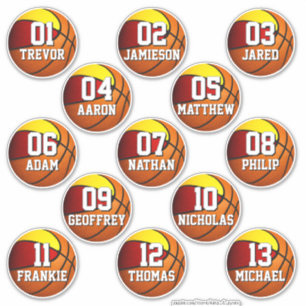 Adesivo rótulos de garrafa de cores da equipe de basquete