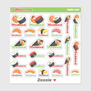 Adesivo Rótulos de Nome Personalizado Sushi  Escola