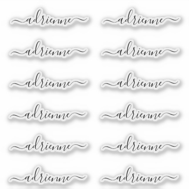 Adesivo Rótulos de Nome Personalizados de Script Cursivo C (Frente)