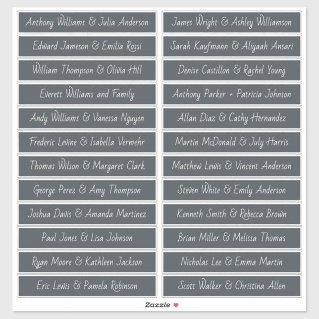 Adesivo Rótulos de Nomes de Convidado de Script Manuscrito (Folha)