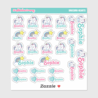 Adesivo Rótulos de Nomes Personalizados do Unicorn | Escol