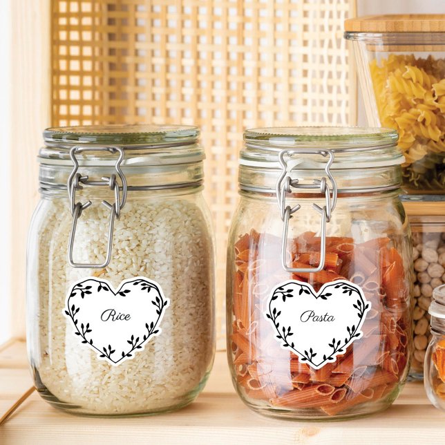 Adesivo Rótulos de Pantaria de Cozinha de Coração de Folha (Criador carregado)