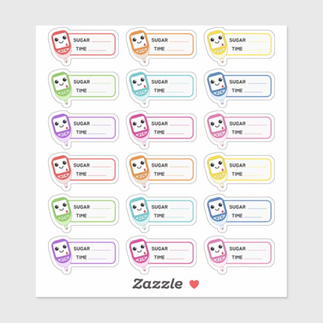 Adesivo Rótulos de Rastreador de Açúcar do Glucometer (Folha)