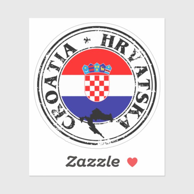 Adesivo Round Croácia HRVATSKA Flag Selo Sticker - Perfeit (Folha)