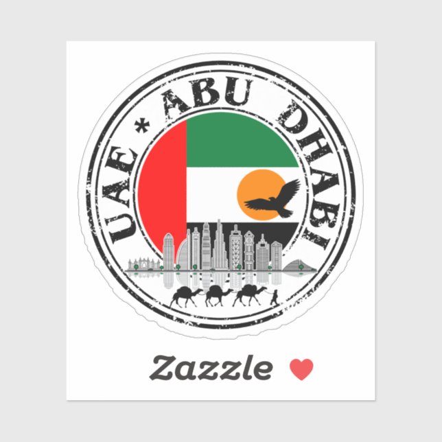 Adesivo Round UAE Abu Dhabi Flag Seal Sticker - Perfeito (Folha)