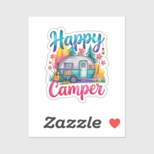 Adesivo Roupa de Acampamento Divertida Feliz Reboque de Ca