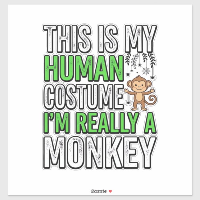 Adesivo Roupa de Humano de Macaco Engraçado Design de Cami (Folha)
